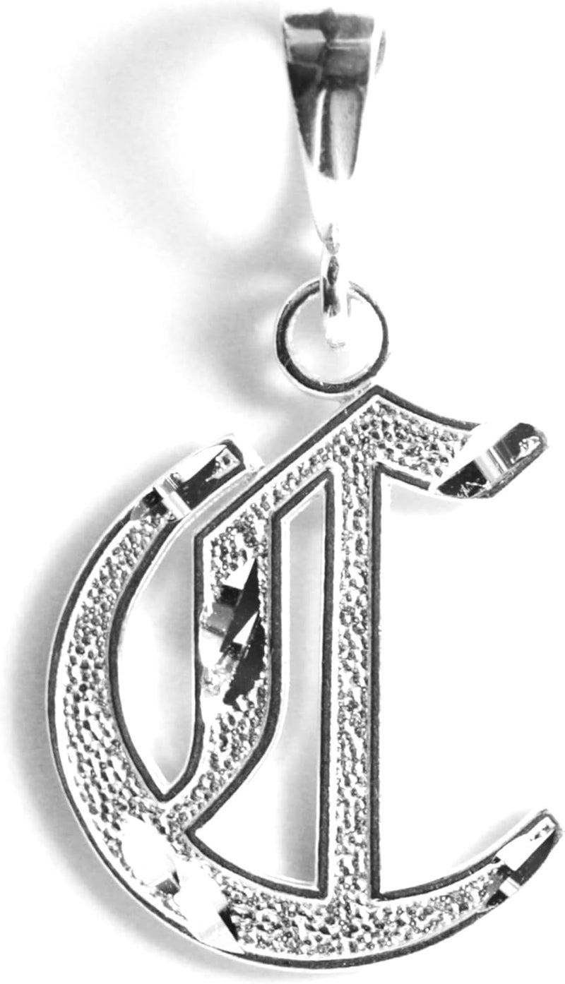 Deidreamers Personalized Gothic Old english Sterling Silver Initial A-Z Pendant. - Image 1